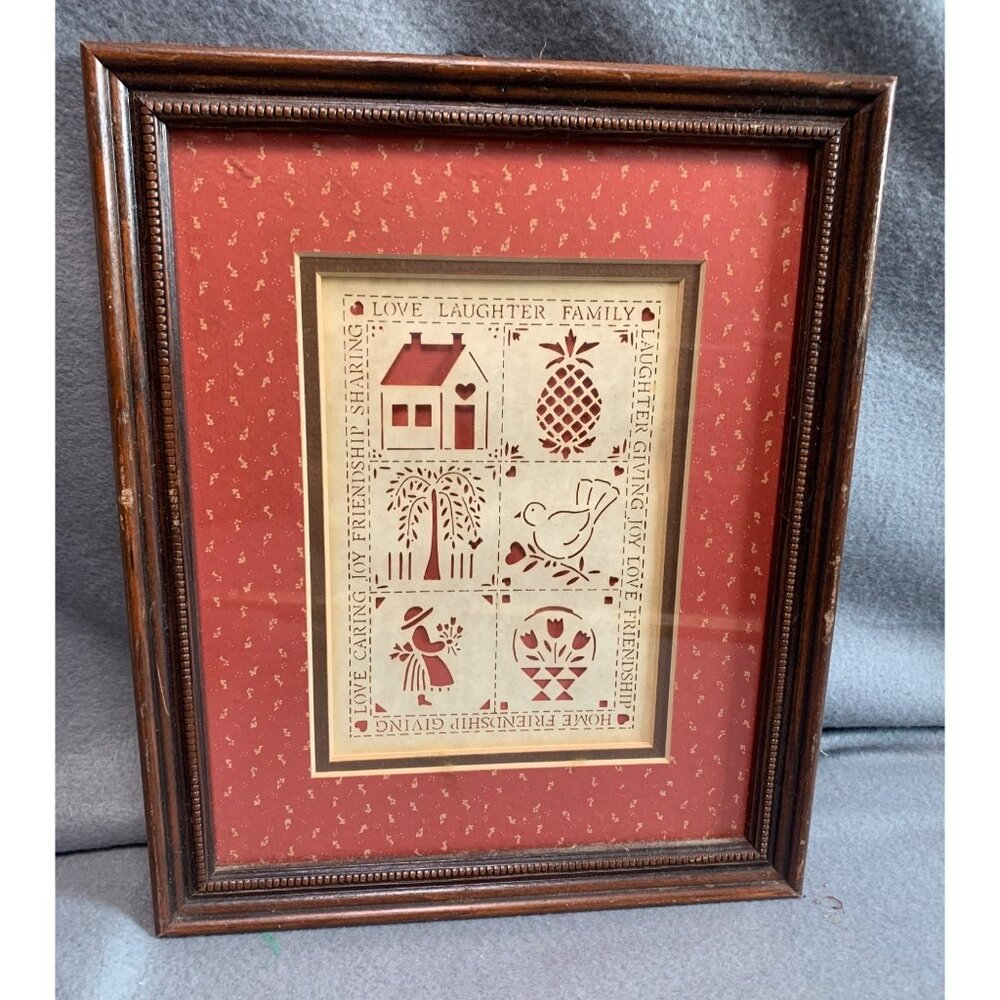 Love Laughter Family Framed Art by Figi Graphics 9x11Folk Art Style Frame